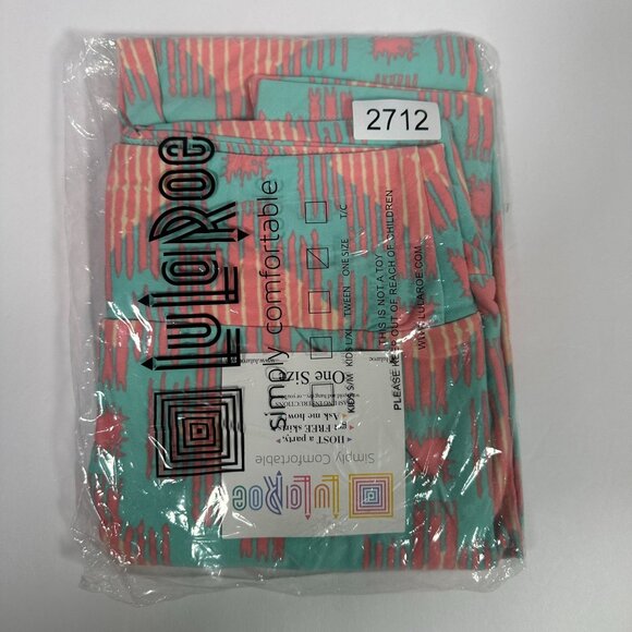LuLaRoe Light Turquoise Blue Peach Pink Southwestern Aztec Leggings One Size OS - Picture 6 of 6
